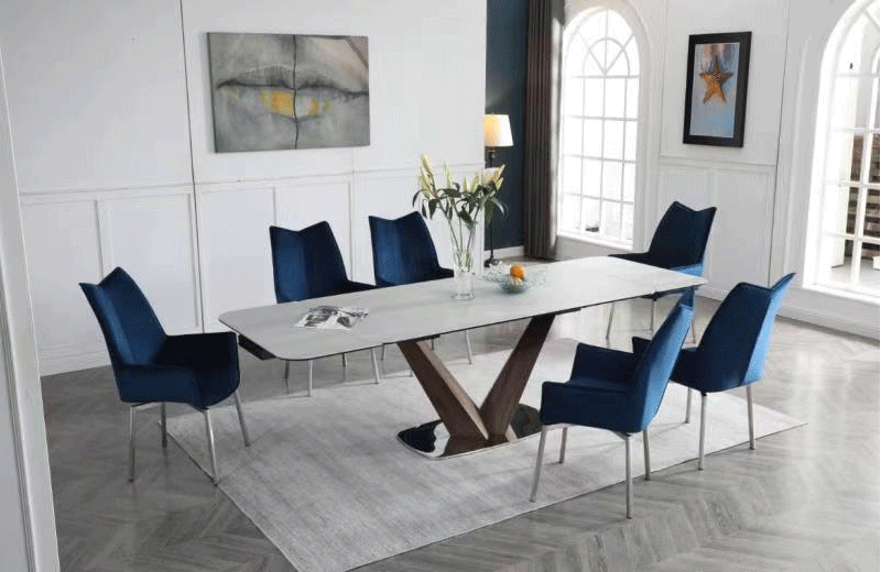 Brands Motif, Spain 9188 Table with 1218 swivel blue chairs